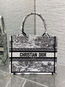 Dior original cotton small book tote bag M1265 black&white