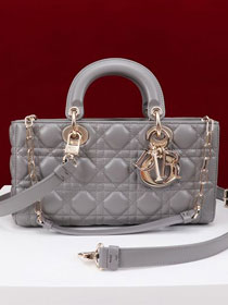 Dior original lambskin medium lady D-Joy bag M0540 grey