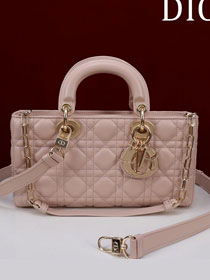 Dior original lambskin medium lady D-Joy bag M0540 light pink