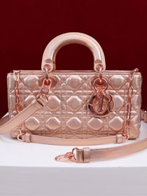 Dior original lambskin medium lady D-Joy bag M0540 rose gold