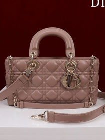 Dior original lambskin medium lady D-Joy bag M0540 rose pink