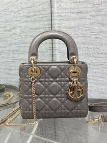 Dior original lambskin mini lady bag M0505 grey