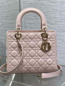 Dior original lambskin medium lady dior bag M0565 light pink