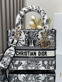 Dior original cotton medium lady bag M0565 