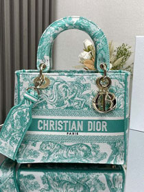 Dior original cotton medium lady bag M0565 green