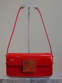 Dior original patent calfskin miss dior flap bag M2610 red