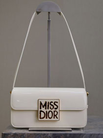 Dior original patent calfskin miss dior flap bag M2610 white