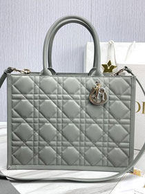 Dior original calfskin medium book tote bag M1324 stone grey