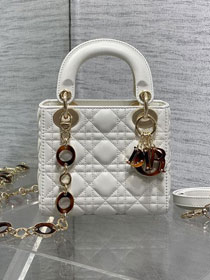 Dior original lambskin mini lady dior bag M0505 white