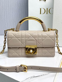 Dior original calfskin small ange top handle bag M4401 beige