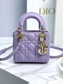 Dior original lambskin micro lady dior bag S0856 purple