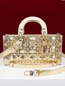 Dior original calfskin medium lady D-Joy bag M0540 gold