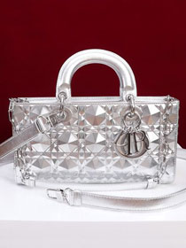 Dior original calfskin medium lady D-Joy bag M0540 silver