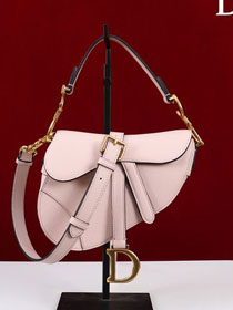 Dior original grained calfskin mini saddle bag M0456 light pink