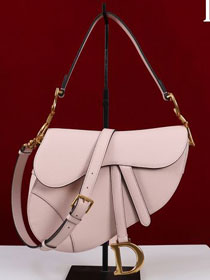 Dior original grained calfskin saddle bag M0455 light pink