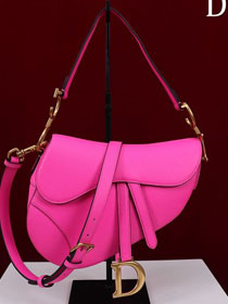 Dior original grained calfskin saddle bag M0455 rose red