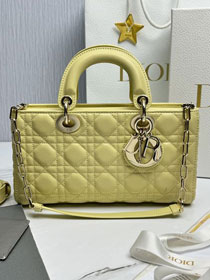 Dior original lambskin medium lady D-Joy bag M0540 yellow