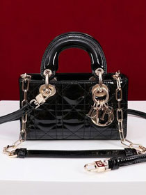 Dior original patent calfskin lady D-Joy micro bag S0910 black