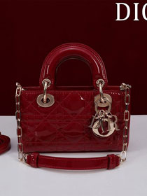 Dior original patent calfskin lady D-Joy micro bag S0910 red