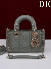 Dior original patent calfskin lady D-Joy micro bag S0910 stone grey