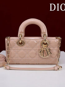 Dior original patent calfskin small lady D-Joy bag M0613 power pink