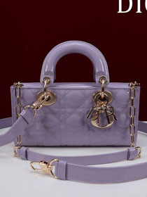 Dior original patent calfskin small lady D-Joy bag M0613 purple