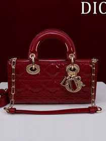 Dior original patent calfskin small lady D-Joy bag M0613 red