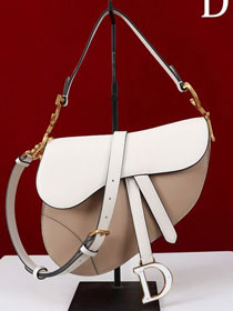 Dior original smooth calfskin saddle bag M0455 white&apricot