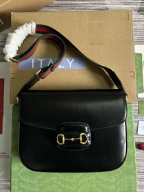 GG original calfskin horsebit 1955 large shoulder bag 700457 black