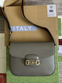 GG original calfskin horsebit 1955 large shoulder bag 700457 grey