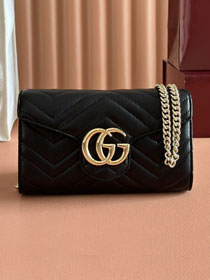 GG original calfskin marmont wallet on chain 837745 black