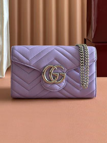GG original calfskin marmont wallet on chain 837745 purple