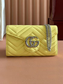 GG original calfskin marmont wallet on chain 837745 yellow