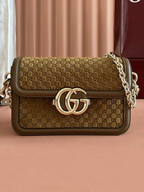 GG original suede calfskin go small shoulder bag 826761 brown