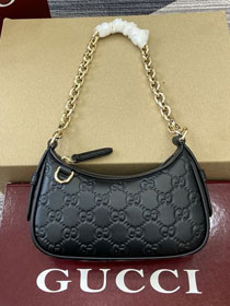GG original calfskin emblem small shoulder bag 847091 black