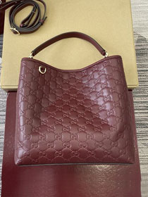 GG original calfskin emblem medium bucket bag 815103 bordeaux