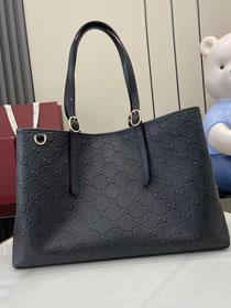 GG original calfskin emblem medium tote bag 815213 black
