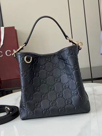 GG original calfskin emblem mini bucket bag 815118 black