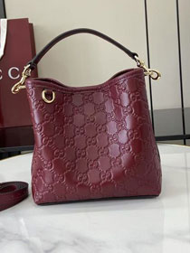 GG original calfskin emblem mini bucket bag 815118 bordeaux