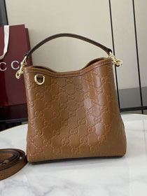 GG original calfskin emblem mini bucket bag 815118 brown