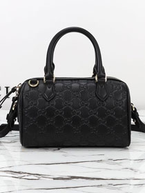 GG original calfskin emblem small boston bag 848889 black