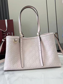 GG original calfskin emblem small tote bag 815214 light pink
