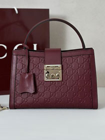 GG original calfskin padlock medium top handle bag 838992 bordeaux