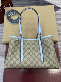 GG original fabric emblem small tote bag 815214 blue