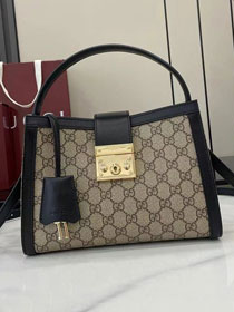 GG original fabric padlock medium top handle bag 838992 black