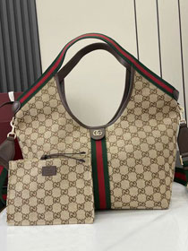 GG original canvas giglio medium tote bag 853972 brown