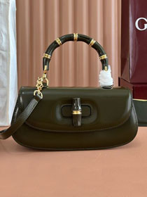 GG original calfskin bamboo diva medium bag 827750 green