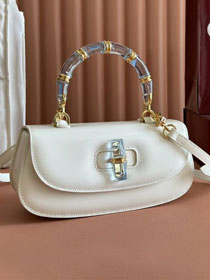 GG original calfskin bamboo diva medium bag 827750 white