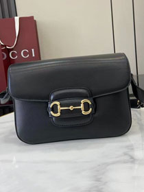 GG original soft calfskin horsebit 1955 aura small shoulder bag 847063 black