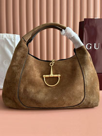 GG original suede calfskin softbit maxi shoulder bag 837466 brown